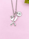 Knife and Fork Charm Silver Necklace, N6212