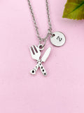 Knife and Fork Charm Silver Necklace, N6212