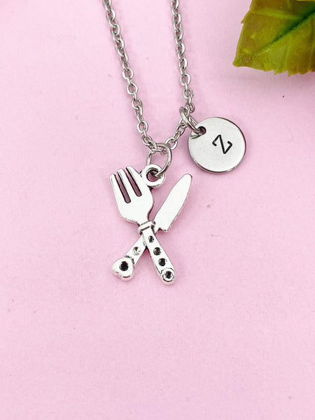 Knife and Fork Charm Silver Necklace, N6212