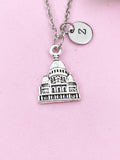 Building Tower Mansion Charm Silver Necklace, N6213