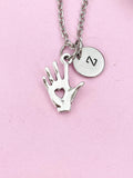 Hand with Heart Charm Silver Necklace, N6215