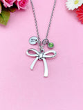 Silver Bow Charm Necklace, N2120A