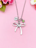 Silver Bow Charm Necklace, N2120A