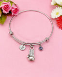Boxing Glove Charm Bracelet, Initial, Birthstone,