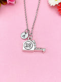 Measuring Tape Necklace, Silver Tape Measure Charm Necklace, Architect Gift, Personalized Initial Necklace, N4793