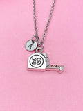 Measuring Tape Necklace, Silver Tape Measure Charm Necklace, Architect Gift, Personalized Initial Necklace, N4793