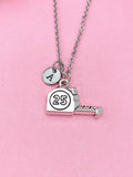 Measuring Tape Necklace, Silver Tape Measure Charm Necklace, Architect Gift, Personalized Initial Necklace, N4793