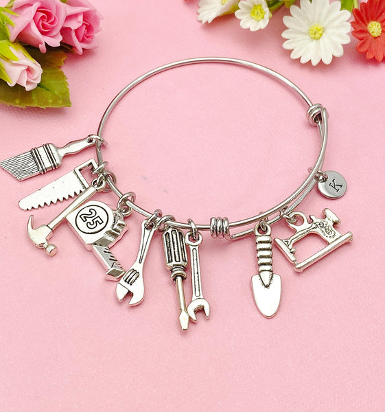 Silver Handyman Tools Charm Bracelet, Handyman Gift, N1507C