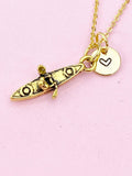 Crew Oar Boat Charm Gold Necklace, Rowing Crew Gifts, N6219G