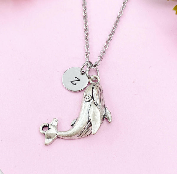 Blue Whale Charm Silver Necklace, N6229