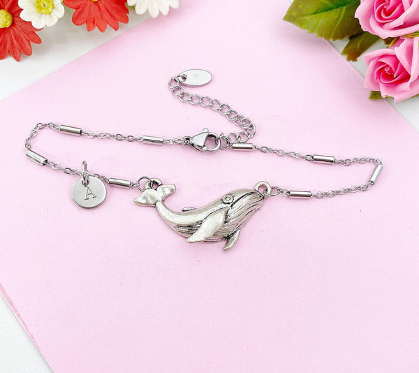 Whale Charm Silver Bracelet, N6229B