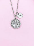 Saint Benedict Medal Charm Silver Necklace, N6234