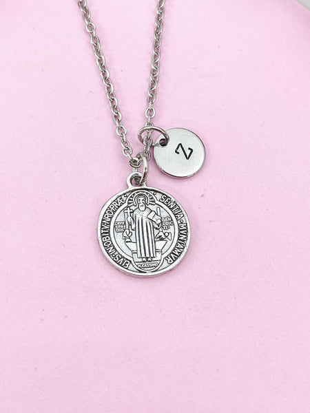 Saint Benedict Medal Charm Silver Necklace, N6234