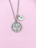 Saint Benedict Medal Charm Silver Necklace, N6234