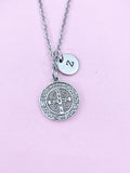 Saint Benedict Medal Charm Silver Necklace, N6234