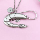 Shrimp Charm Silver Necklace, Large Shrimp Jewelry Gift, N6235
