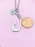 Fish Hook Charm Silver Necklace, FishHook Charm, N6239