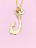 Fish Hook Charm Gold Necklace, FishHook Charm, N6240
