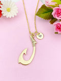Fish Hook Charm Gold Necklace, FishHook Charm, N6240