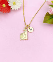 Penguin Mother and Baby Charm Gold Necklace, N6245