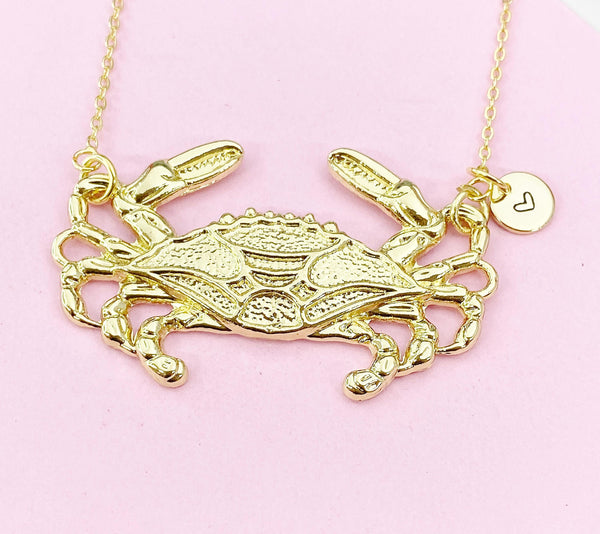 Crab Charm Gold Necklace, Large Crab Charm, N6248