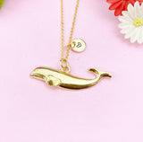 Blue Whale Charm Gold Necklace, Sea Fish, N6250