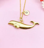Blue Whale Charm Gold Necklace, Sea Fish, N6250