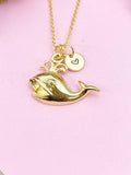 Whale Charm Gold Necklace, Sea Fish, N6251