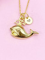 Whale Charm Gold Necklace, Sea Fish, N6251