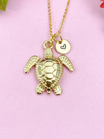 Turtle Charm Gold Necklace, Sea Turtle, N6252