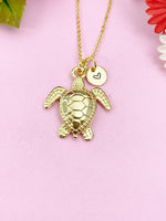 Turtle Charm Gold Necklace, Sea Turtle, N6252