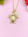 Turtle Charm Gold Necklace, Sea Turtle, N6252