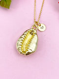 Cowrie Shell Charm Gold Necklace, Large Cowrie Shell, N6253