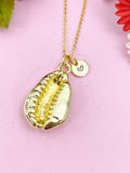 Cowrie Shell Charm Gold Necklace, Large Cowrie Shell, N6253