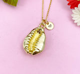 Cowrie Shell Charm Gold Necklace, Large Cowrie Shell, N6253