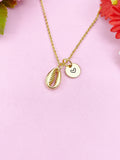 Cowrie Shell Charm Gold Necklace, Sea Shell, N6258