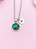 Malachite Charm Necklace, Rose Gold Gold or Silver, Gemstone Jewelry, N3896