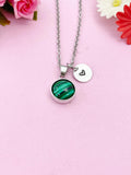 Malachite Charm Necklace, Rose Gold Gold or Silver, Gemstone Jewelry, N3896
