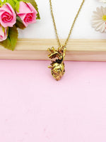 Anatomy Human Heart Charm Gold Necklace, N1785
