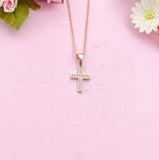 Cross Necklace, Rose Gold Cross Charm,