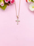 Cross Necklace, Rose Gold Cross Charm,