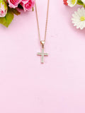 Cross Necklace, Rose Gold Cross Charm,