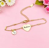 Gold Madrina Bracelet, Heart, Maid of Honor Godmother Jewelry, Wedding Gift, Silver Option, D574