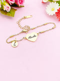 Silver Abuela Bracelet, Initial Heart, Grandmother Jewelry