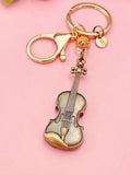 Rose Gold Red Copper Violin Keychain, Viola Charm, Cello Charm, Fiddle Charm Music Keychain, N5770R