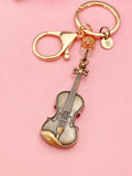 Rose Gold Red Copper Violin Keychain, Viola Charm, Cello Charm, Fiddle Charm Music Keychain, N5770R