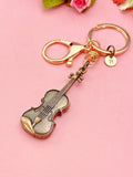 Rose Gold Red Copper Violin Keychain, Viola Charm, Cello Charm, Fiddle Charm Music Keychain, N5770R