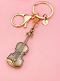 Violin Keychain, Personalized Initial Charm, Music Gift