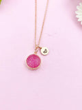 Pink Druzy Agate Charm Necklace, BN5259