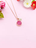Pink Druzy Agate Charm Necklace, BN5259